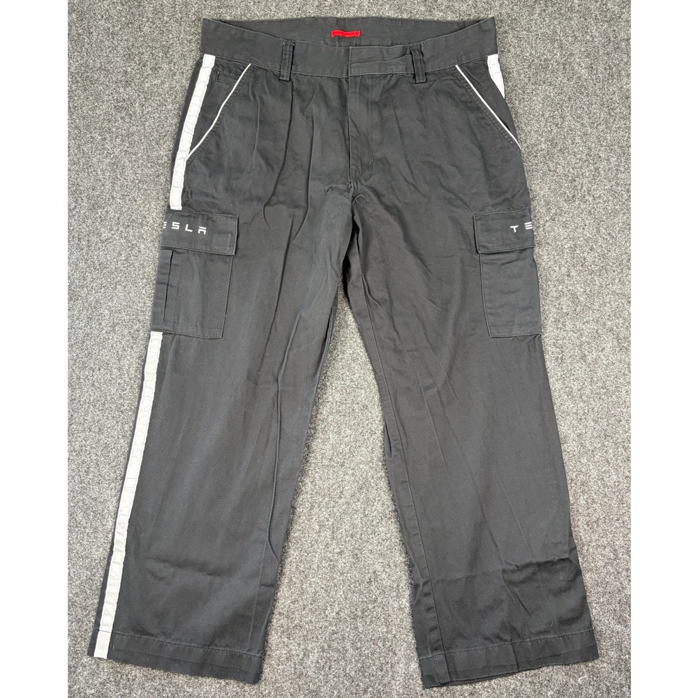 Tesla Motors Mens Black Cargo Uniform‎ Pants Reflective 40x30 TSLA8412R